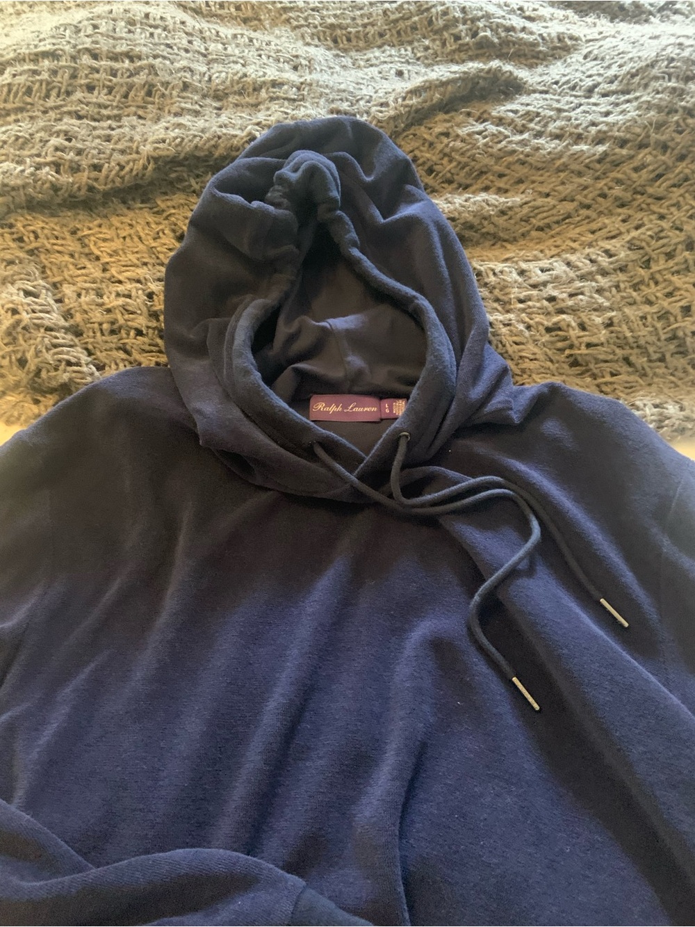 Purple label Ralph Lauren Navy Pullover Hoodie with Drawstring! - Picture 2 of 4